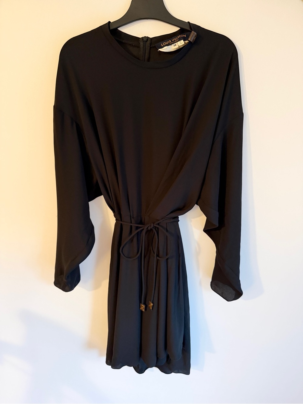 Louis Vuitton Uniform Black Tie-Waist Dress - Size 34